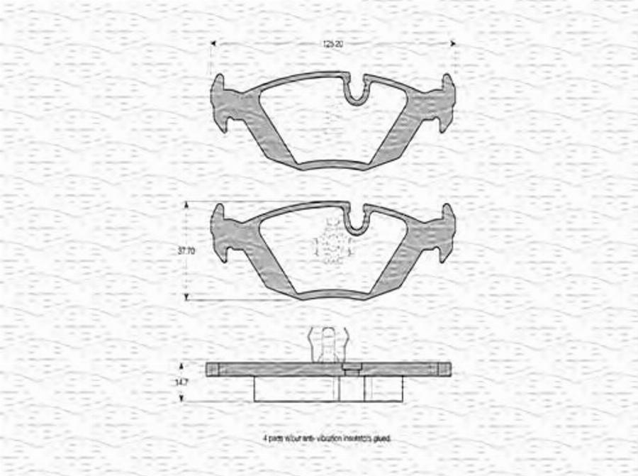 Magneti Marelli 363702160547 - Bremžu uzliku kompl., Disku bremzes www.autospares.lv