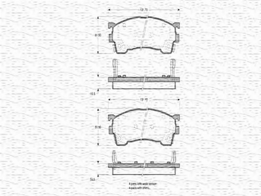 Magneti Marelli 363702160580 - Bremžu uzliku kompl., Disku bremzes www.autospares.lv