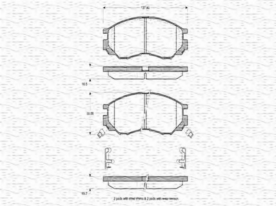 Magneti Marelli 363702160645 - Bremžu uzliku kompl., Disku bremzes www.autospares.lv