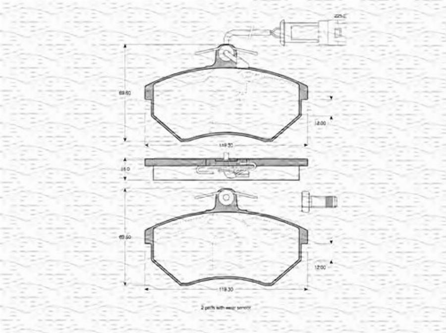 Magneti Marelli 363702160642 - Bremžu uzliku kompl., Disku bremzes www.autospares.lv