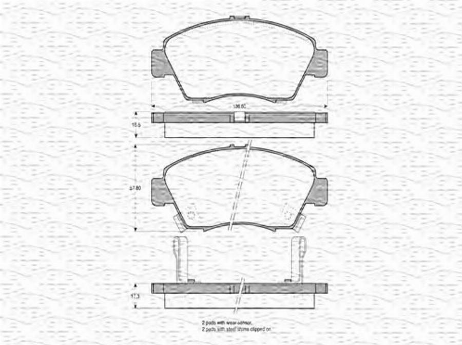 Magneti Marelli 363702160614 - Bremžu uzliku kompl., Disku bremzes www.autospares.lv