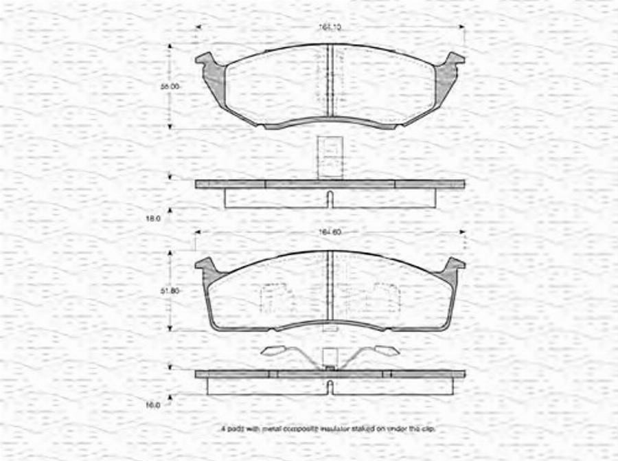 Magneti Marelli 363702160635 - Bremžu uzliku kompl., Disku bremzes www.autospares.lv