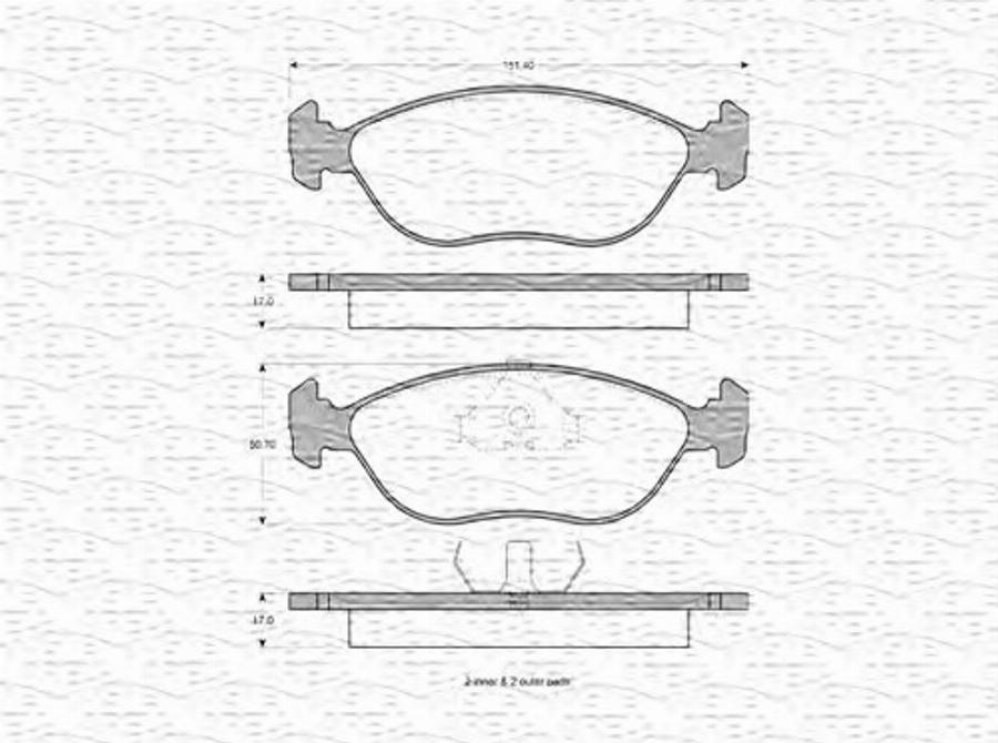 Magneti Marelli 363702160636 - Bremžu uzliku kompl., Disku bremzes www.autospares.lv