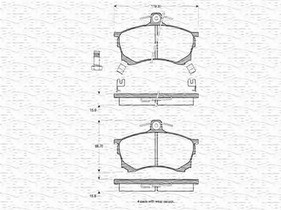 Magneti Marelli 363702160624 - Bremžu uzliku kompl., Disku bremzes www.autospares.lv