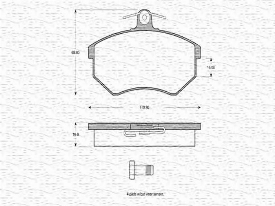 Magneti Marelli 363702160198 - Bremžu uzliku kompl., Disku bremzes www.autospares.lv