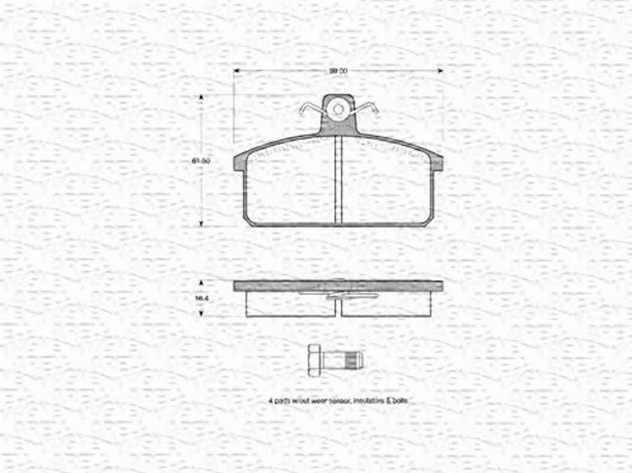 Magneti Marelli 363702160124 - Bremžu uzliku kompl., Disku bremzes www.autospares.lv