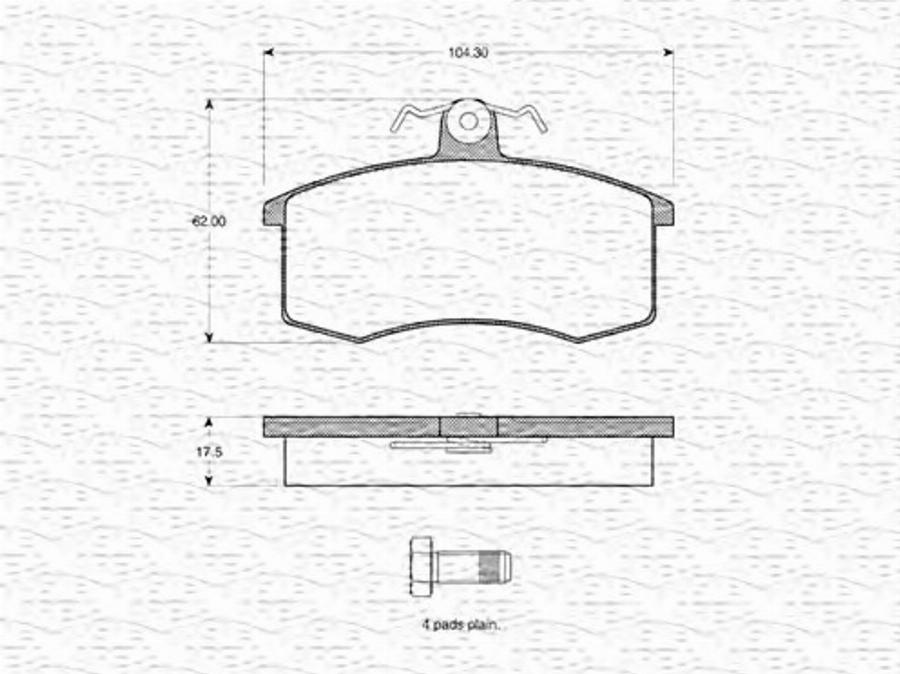 Magneti Marelli 363702160854 - Bremžu uzliku kompl., Disku bremzes www.autospares.lv