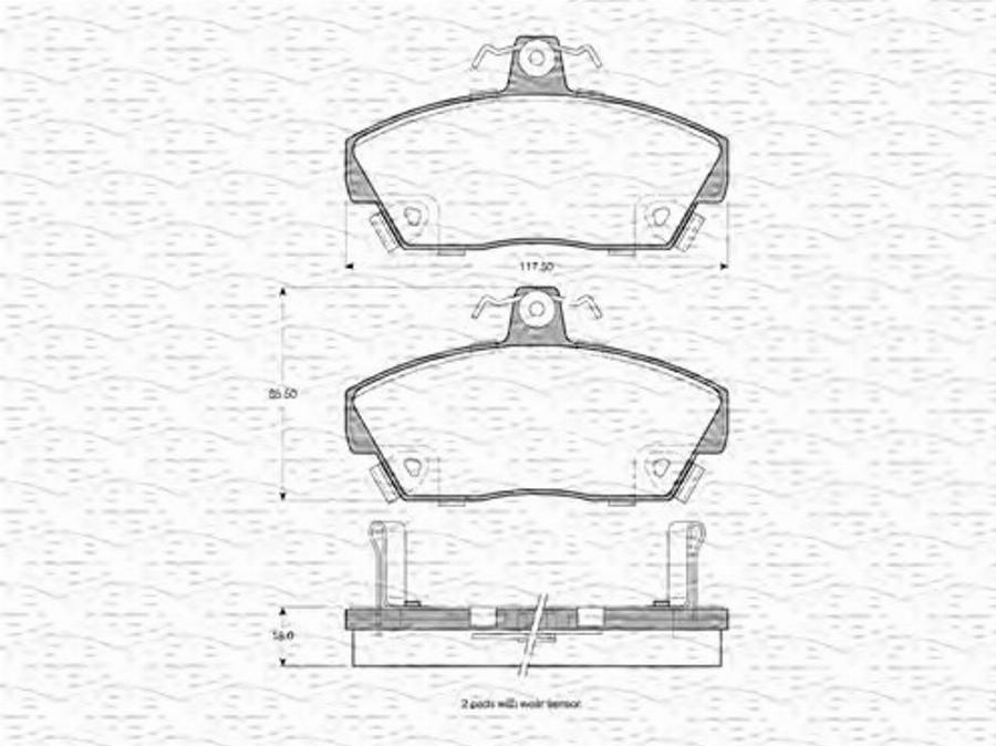 Magneti Marelli 363702160860 - Bremžu uzliku kompl., Disku bremzes www.autospares.lv