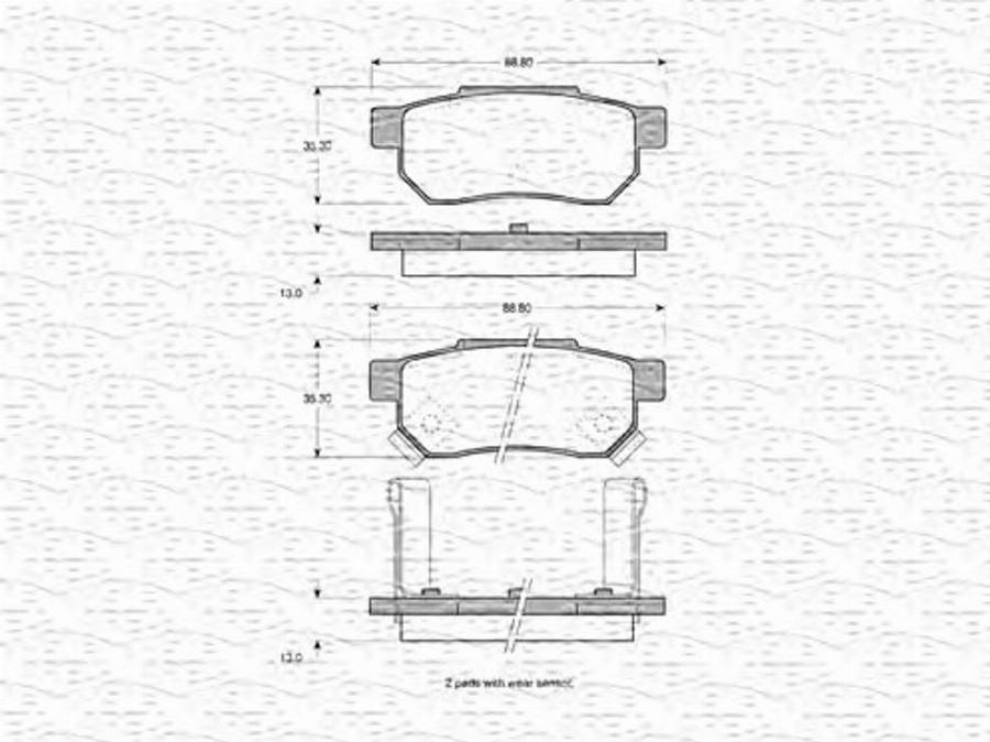 Magneti Marelli 363702160861 - Bremžu uzliku kompl., Disku bremzes www.autospares.lv