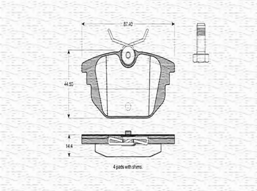 Magneti Marelli 363702160384 - Bremžu uzliku kompl., Disku bremzes www.autospares.lv