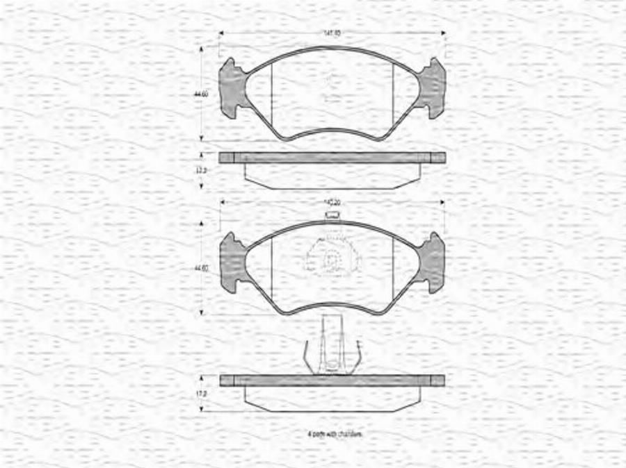 Magneti Marelli 363702160332 - Тормозные колодки, дисковые, комплект www.autospares.lv