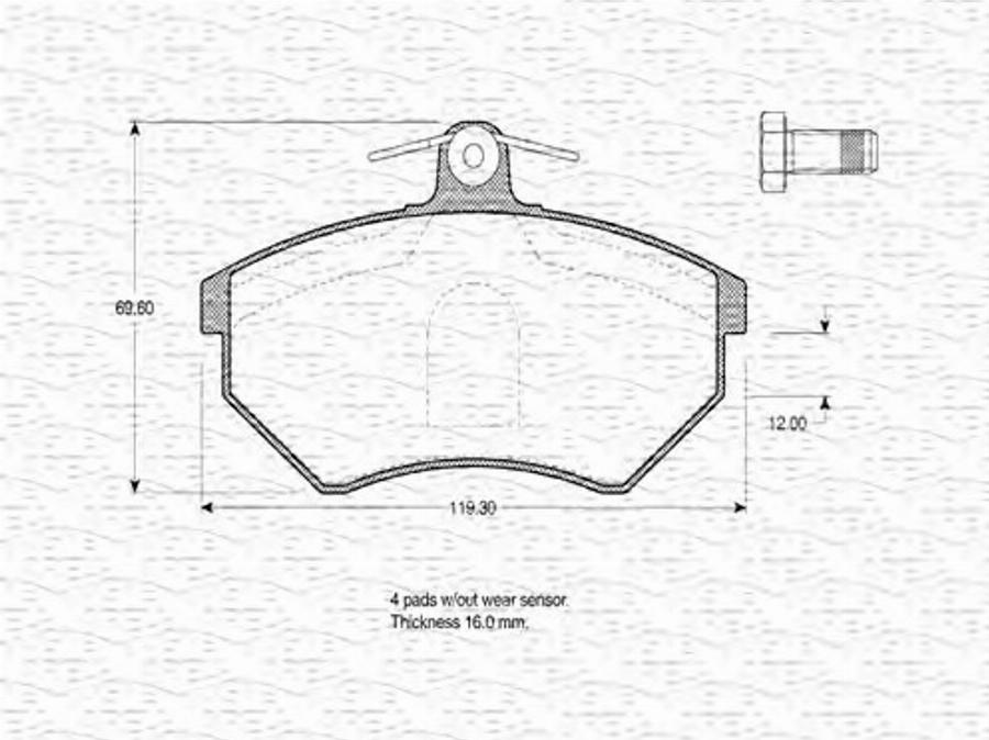 Magneti Marelli 363702160273 - Bremžu uzliku kompl., Disku bremzes www.autospares.lv