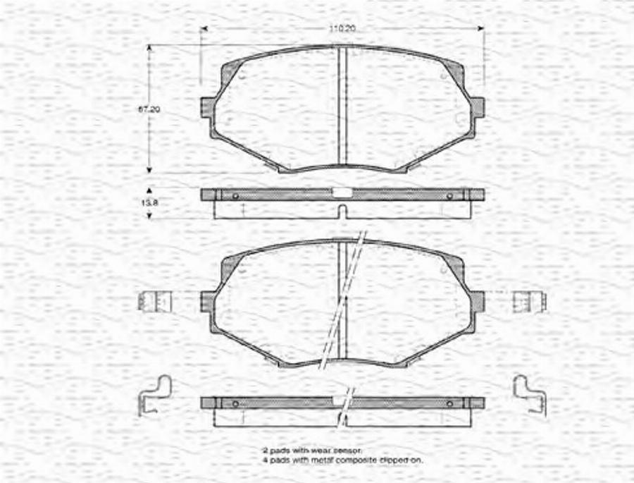 Magneti Marelli 363702160757 - Bremžu uzliku kompl., Disku bremzes www.autospares.lv