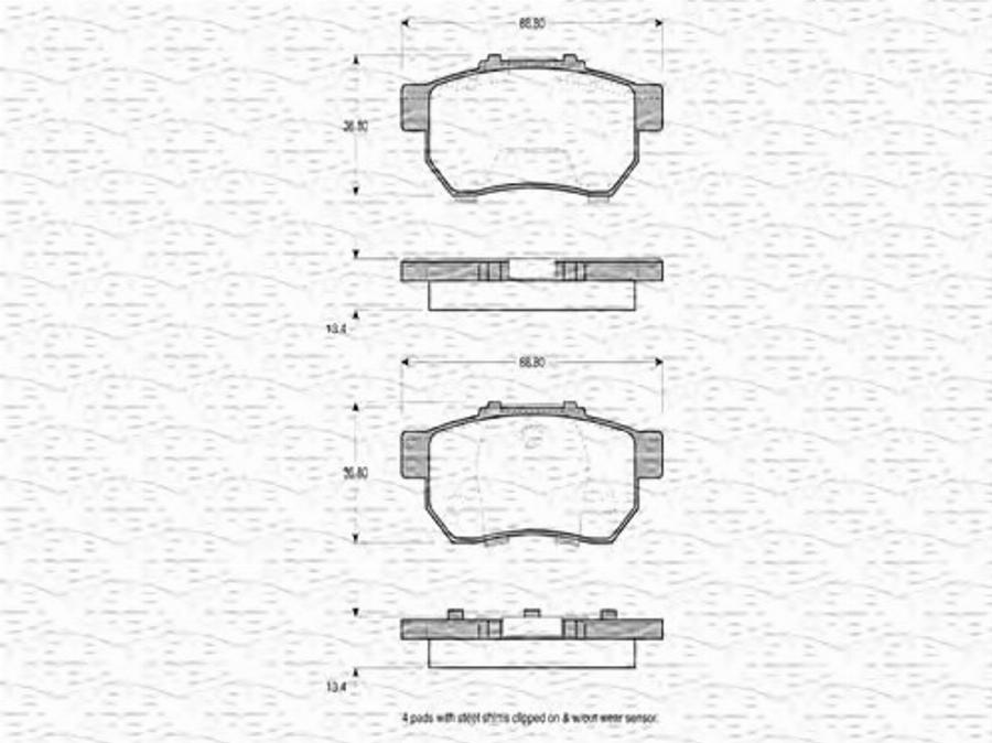 Magneti Marelli 363702160765 - Bremžu uzliku kompl., Disku bremzes www.autospares.lv