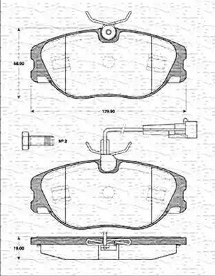 Magneti Marelli 363702161190 - Тормозные колодки, дисковые, комплект www.autospares.lv