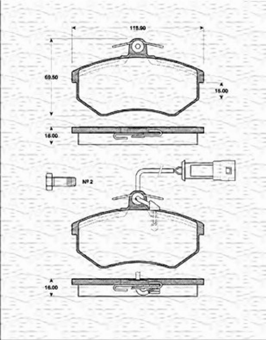 Magneti Marelli 363702161179 - Bremžu uzliku kompl., Disku bremzes www.autospares.lv