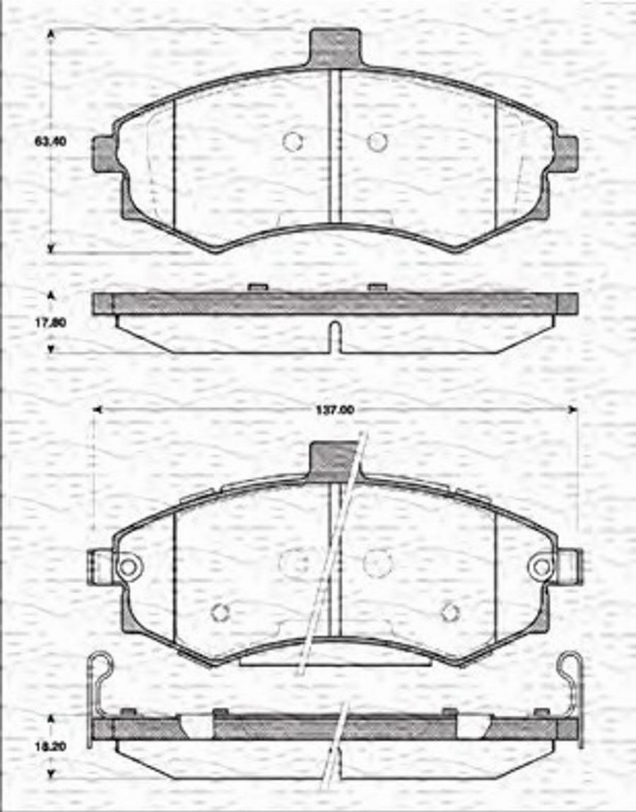 Magneti Marelli 363702161296 - Bremžu uzliku kompl., Disku bremzes www.autospares.lv