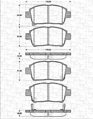 Magneti Marelli 363702161244 - Тормозные колодки, дисковые, комплект www.autospares.lv