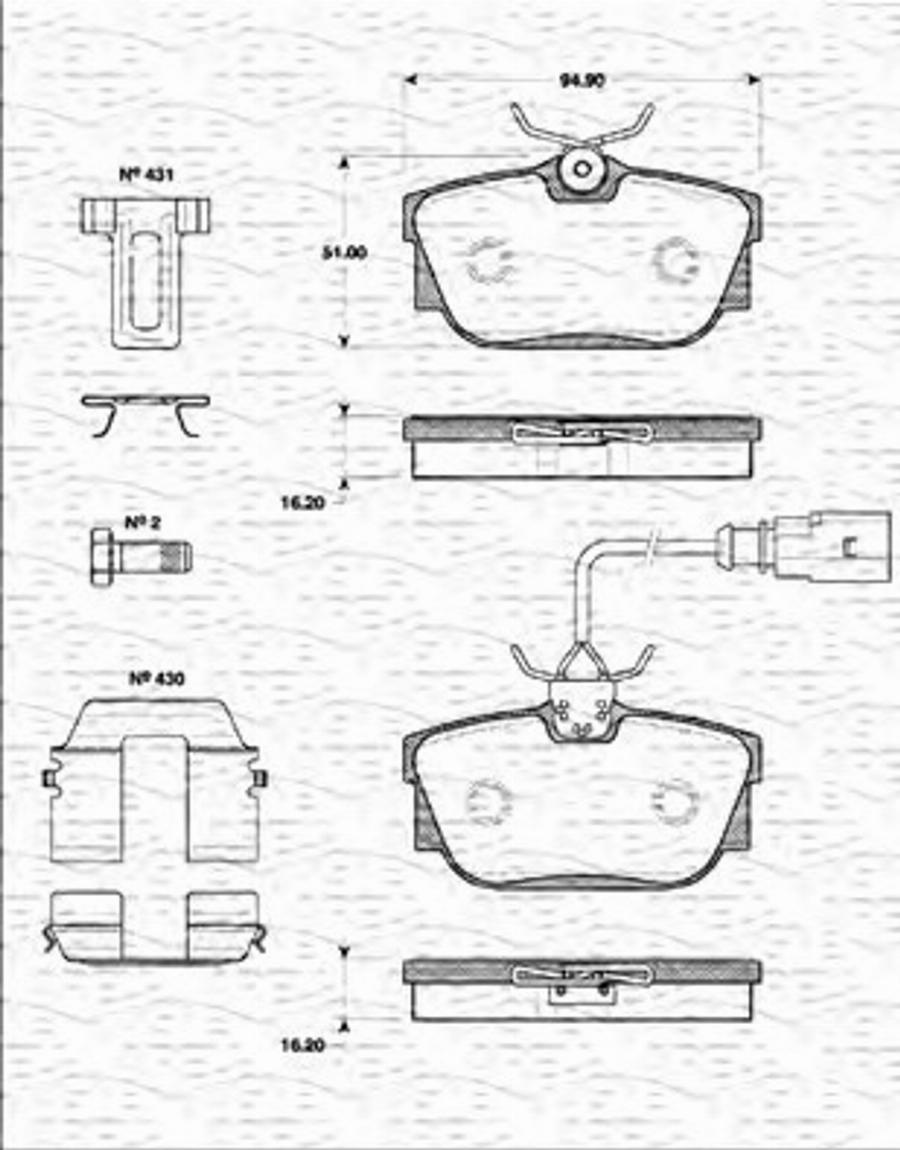 Magneti Marelli 363702161268 - Bremžu uzliku kompl., Disku bremzes www.autospares.lv