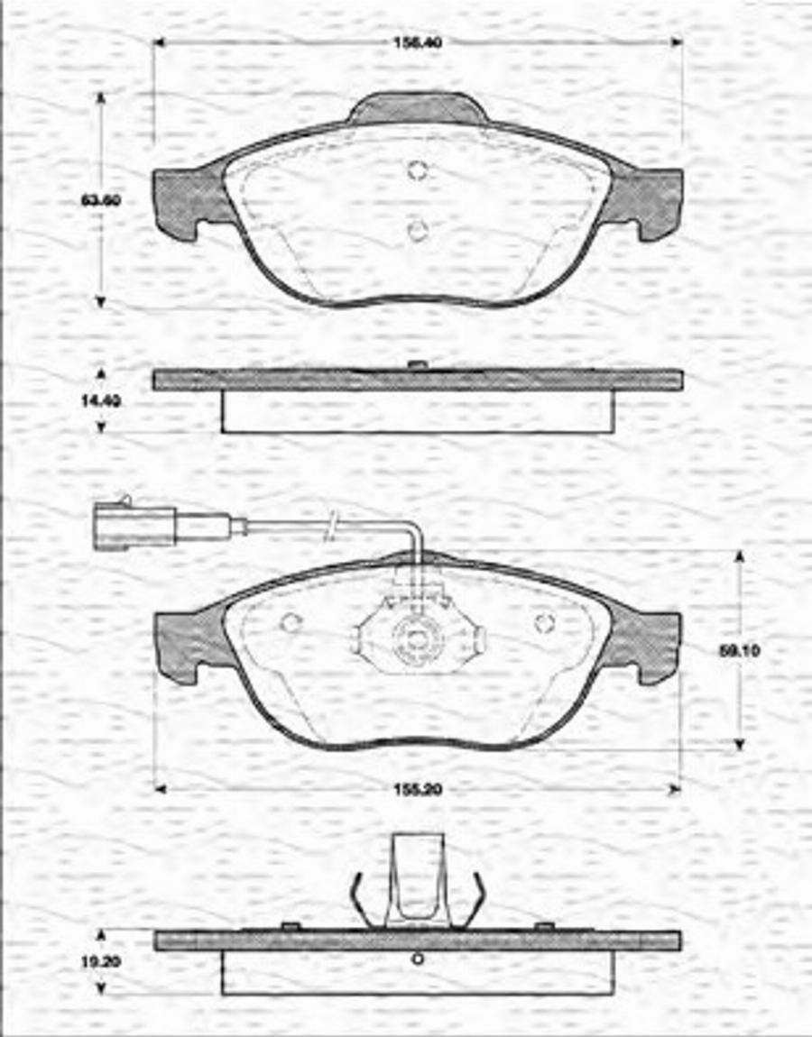 Magneti Marelli 363702161207 - Bremžu uzliku kompl., Disku bremzes www.autospares.lv