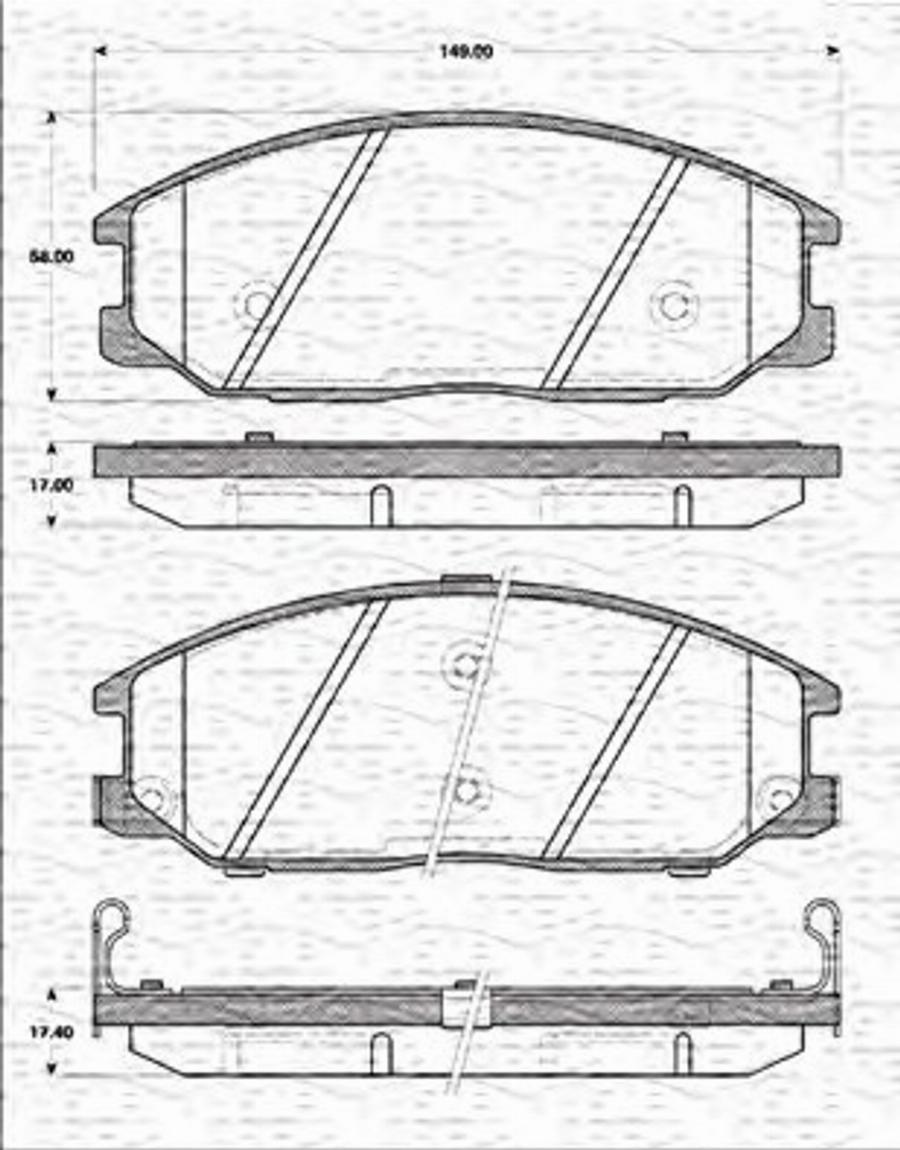 Magneti Marelli 363702161288 - Bremžu uzliku kompl., Disku bremzes www.autospares.lv