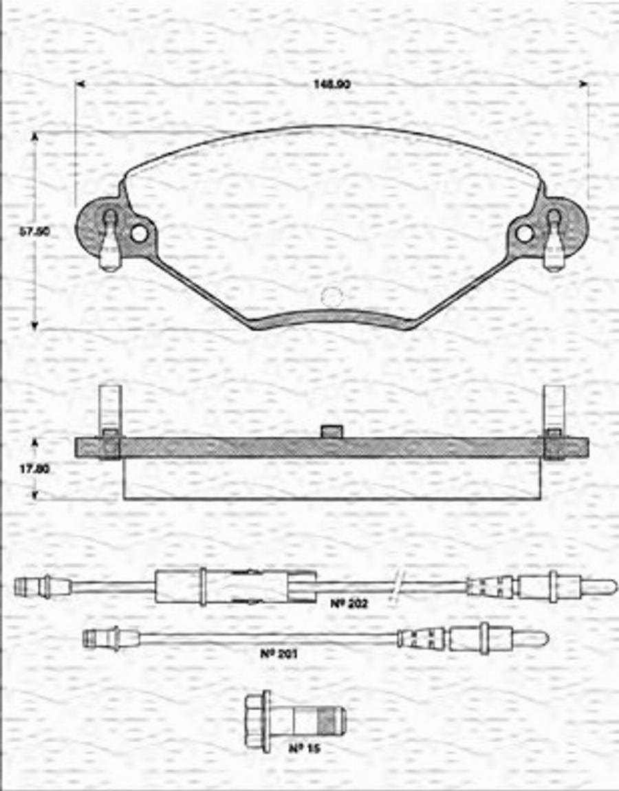 Magneti Marelli 363702161225 - Тормозные колодки, дисковые, комплект www.autospares.lv