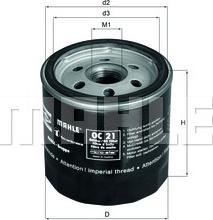 MAHLE OC 21 OF - Oil Filter www.autospares.lv