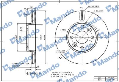 Mando MBC035454 - Bremžu diski autospares.lv