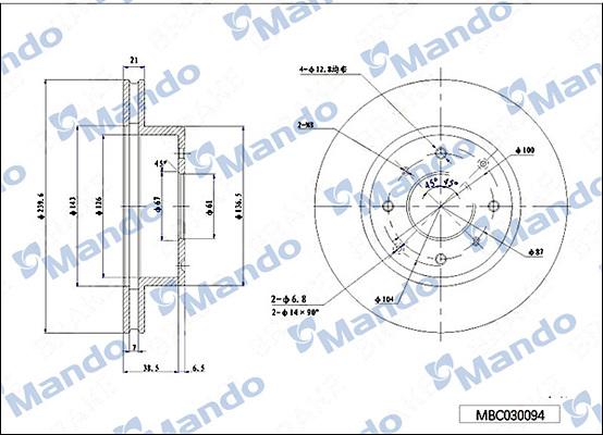 Mando MBC030094 - Bremžu diski www.autospares.lv