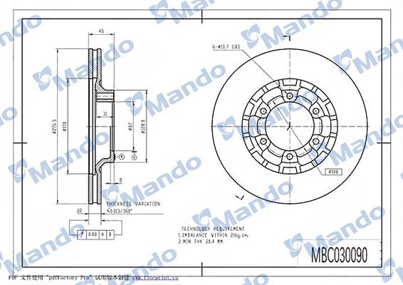 Mando MBC030090 - Bremžu diski www.autospares.lv