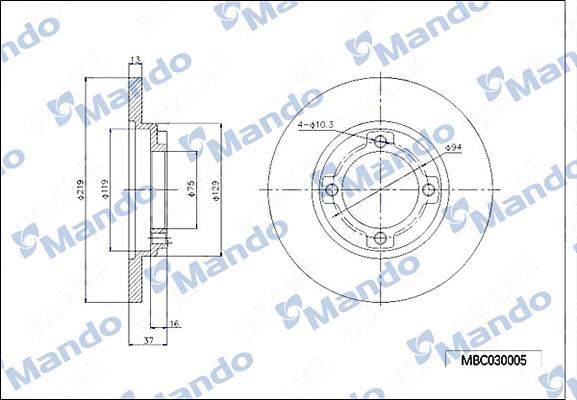 Mando MBC030005 - Bremžu diski www.autospares.lv