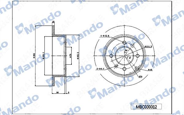 Mando MBC030012 - Bremžu diski www.autospares.lv