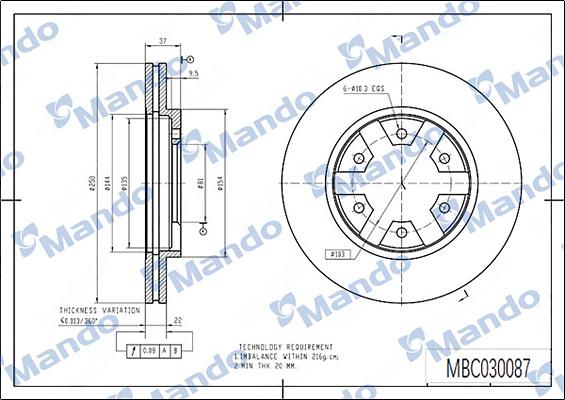 Mando MBC030087 - Bremžu diski www.autospares.lv