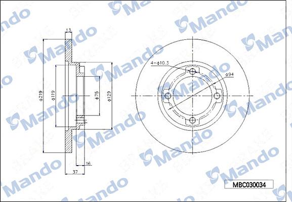 Mando MBC030034 - Bremžu diski www.autospares.lv