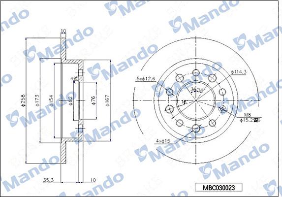 Mando MBC030023 - Bremžu diski www.autospares.lv