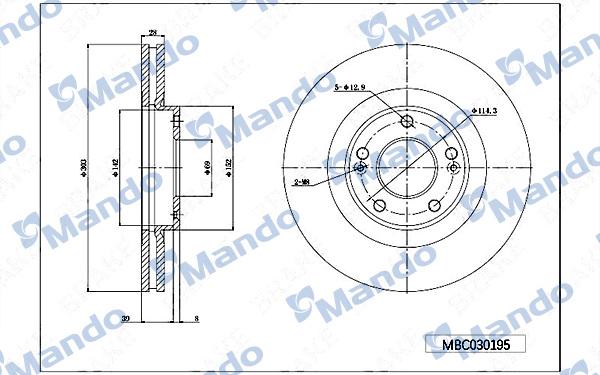 Mando MBC030195 - Bremžu diski www.autospares.lv