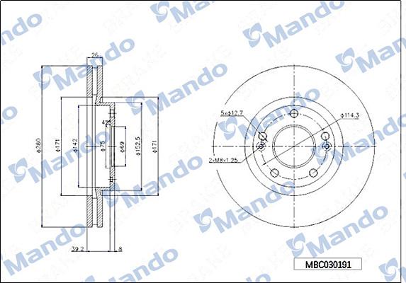 Mando MBC030191 - Bremžu diski www.autospares.lv