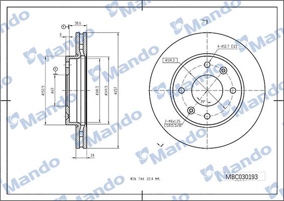 Mando MBC030193 - Bremžu diski www.autospares.lv