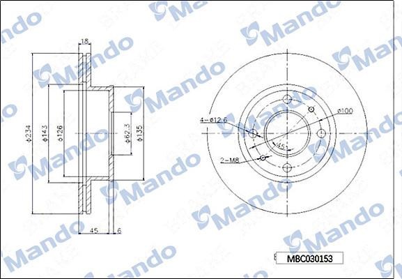 Mando MBC030153 - Bremžu diski www.autospares.lv