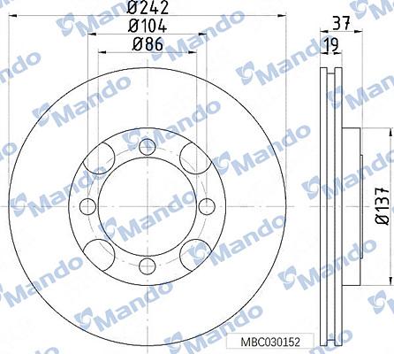 Mando MBC030152 - Bremžu diski www.autospares.lv