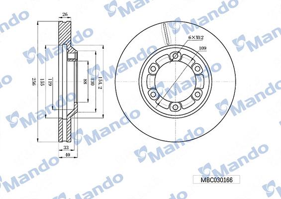 Mando MBC030166 - Bremžu diski www.autospares.lv