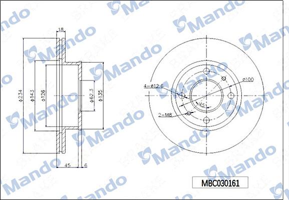 Mando MBC030161 - Bremžu diski www.autospares.lv