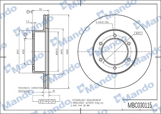 Mando MBC030115 - Bremžu diski www.autospares.lv