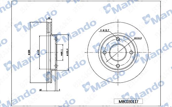 Mando MBC030117 - Bremžu diski www.autospares.lv