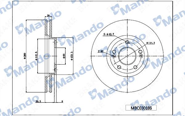 Mando MBC030186 - Bremžu diski www.autospares.lv