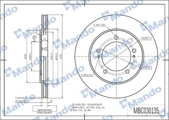 Mando MBC030135 - Bremžu diski www.autospares.lv