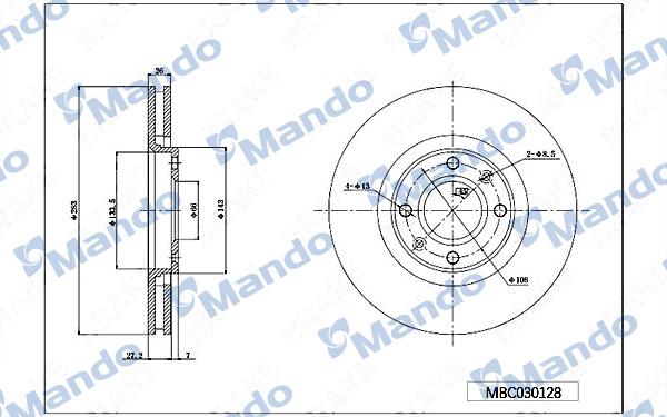 Mando MBC030128 - Bremžu diski www.autospares.lv