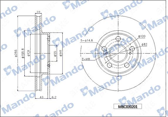 Mando MBC030201 - Bremžu diski www.autospares.lv