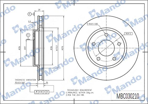 Mando MBC030210 - Bremžu diski www.autospares.lv