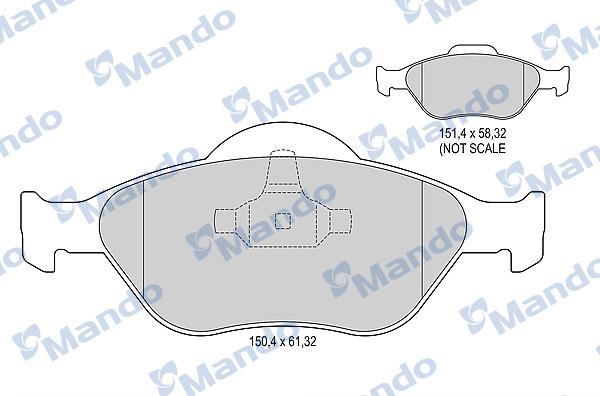 Mando MBF015145 - Тормозные колодки, дисковые, комплект www.autospares.lv